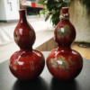 （官窑）豇豆紅綠苔點葫蘆瓶一對（清 康熙）