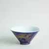鬥型手壓杯 籃釉描金龍紋、豇豆紅描金鳳紋：圖片 10